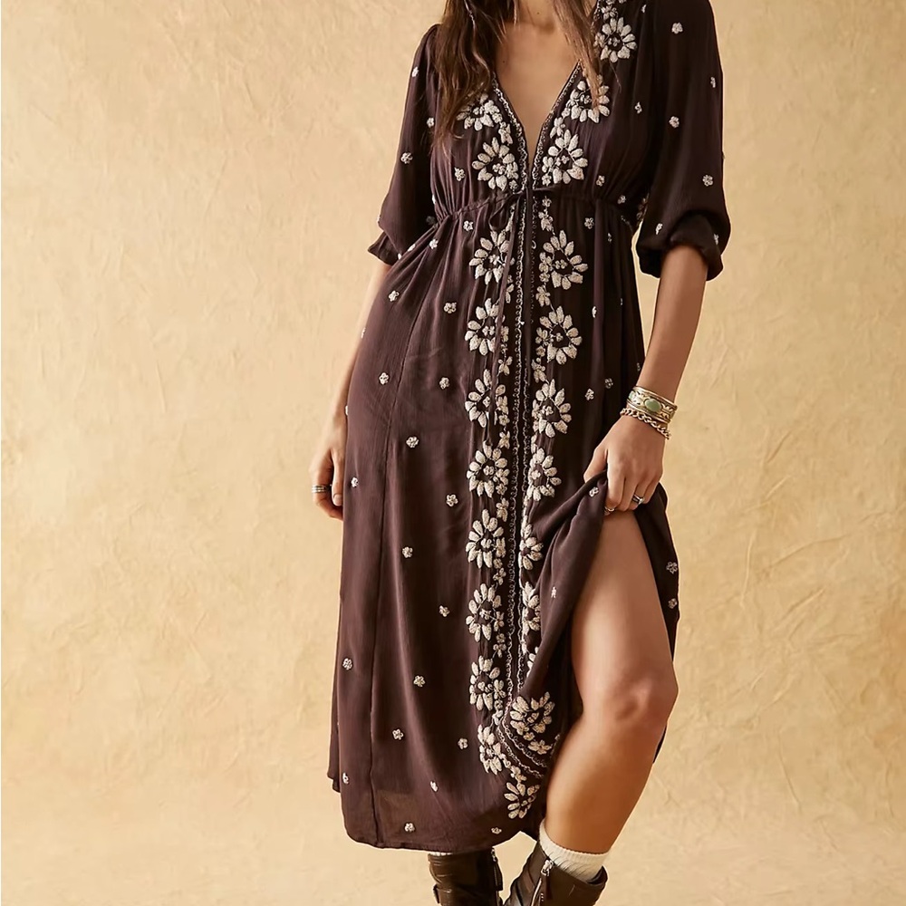 Free People Embroidered Fable Midi Dress - Picture 4 of 4
